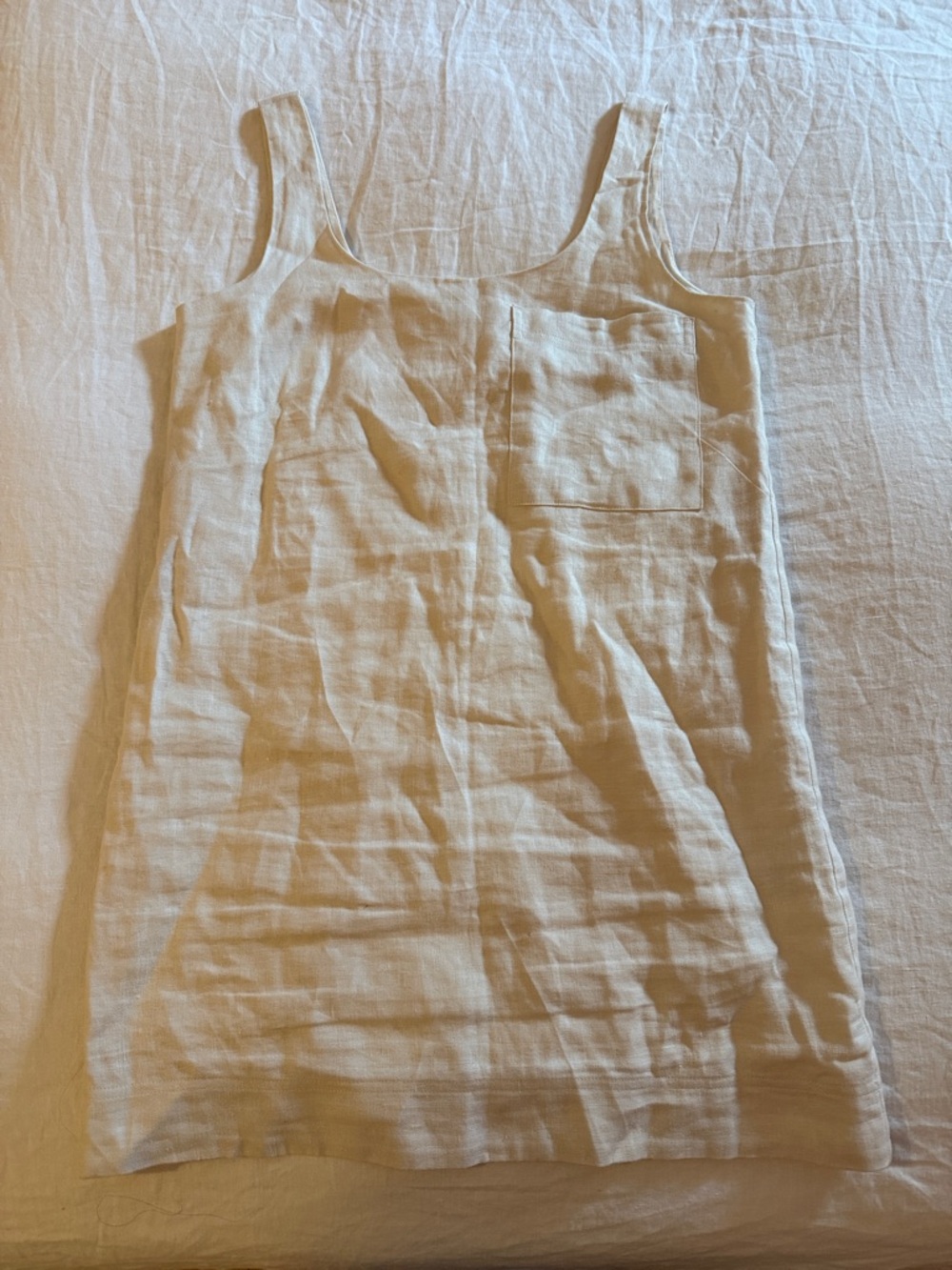Banana Republic Cream Linen Tank Dress with Chest/Back Pocket size xs
